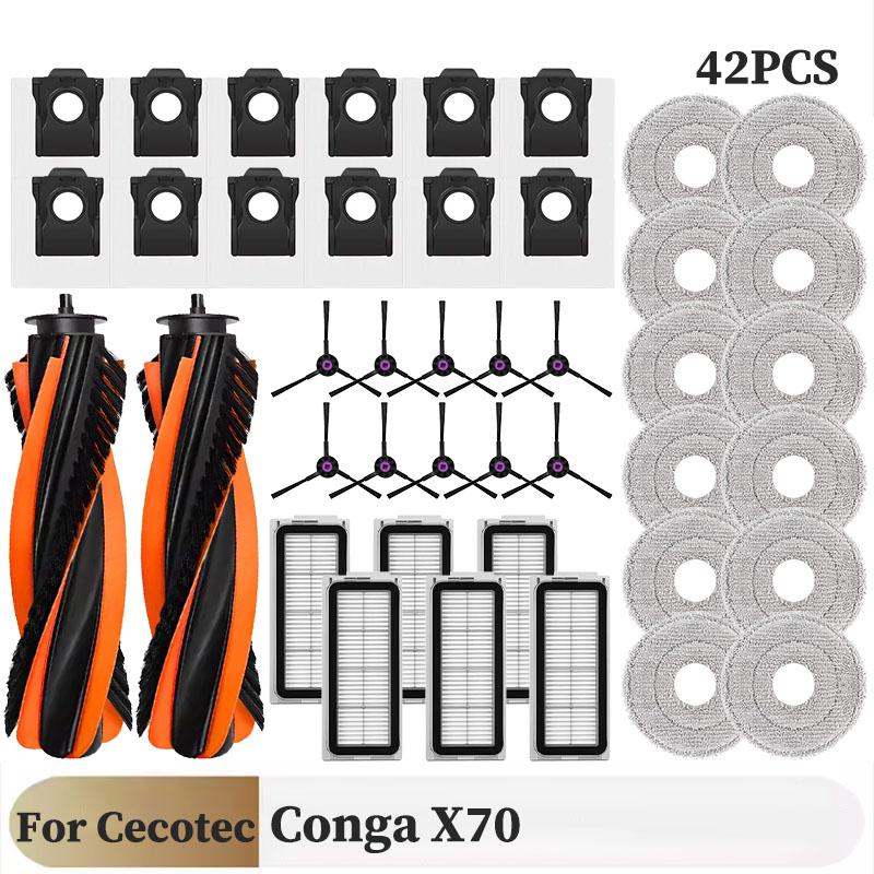 Для ( Cecotec Conga X70 ) Запасные части Аксессуары Основная боковая щетка HEPA-фильтр Тряпка для швабры Мешок для пыли