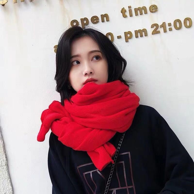 Women's Solid Color Thick Warm Student Couple Scarf New Autumn Winter Female Imitation Cashmere Versatile Scarfs