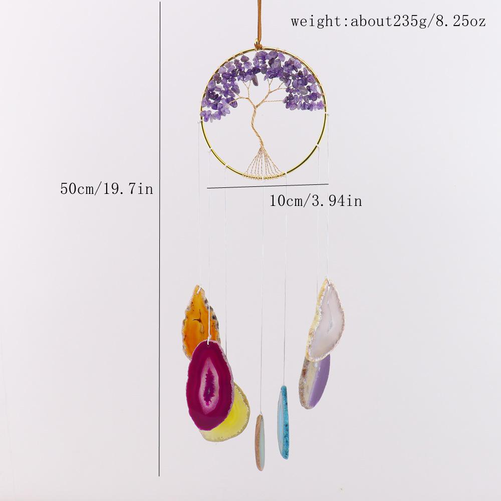 Агатовая пластина 'Древо Жизни' Кристальный Кулон - Ручная Работа T137