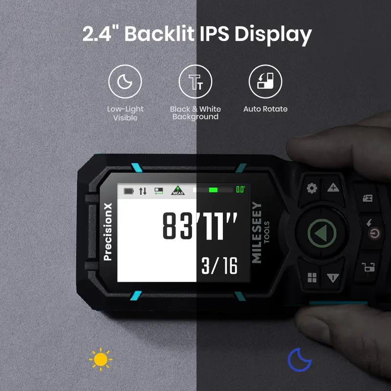 Mileseey Лазерный дальномер S50 120 м, перезаряжаемый, зеленая лазерная рулетка с Bluetooth, технология Powerburst, лазерная метка