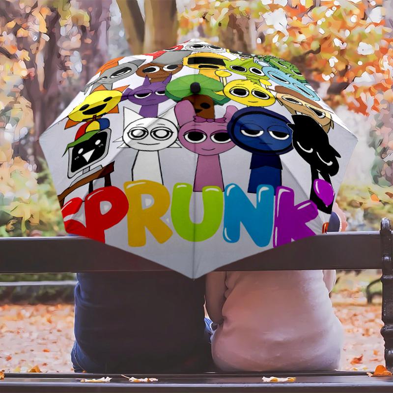 Game SPRUNKI Umbrella with Automatic Open/Close & Self-8-Rib Heavy-Duty Umbrella, Compact Travel Umbrella Suitable for Outdoor