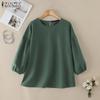 Женская повседневная блузка свободного кроя с рукавом 3/4 и круглым вырезом