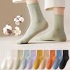 1 пара женских хлопковых носков средней длины без запаха тонкие однотонные высокоэластичные противоскользящие впитывающие пот не садящиеся спортивные носки на все сезоны