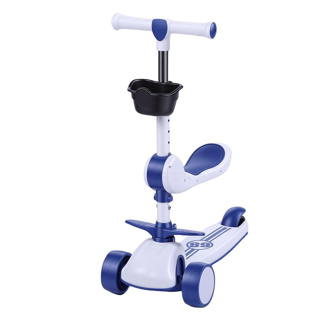 3-колесный самокат со светодиодной подсветкой, рулем и съемным сиденьем, складной самокат для активного отдыха