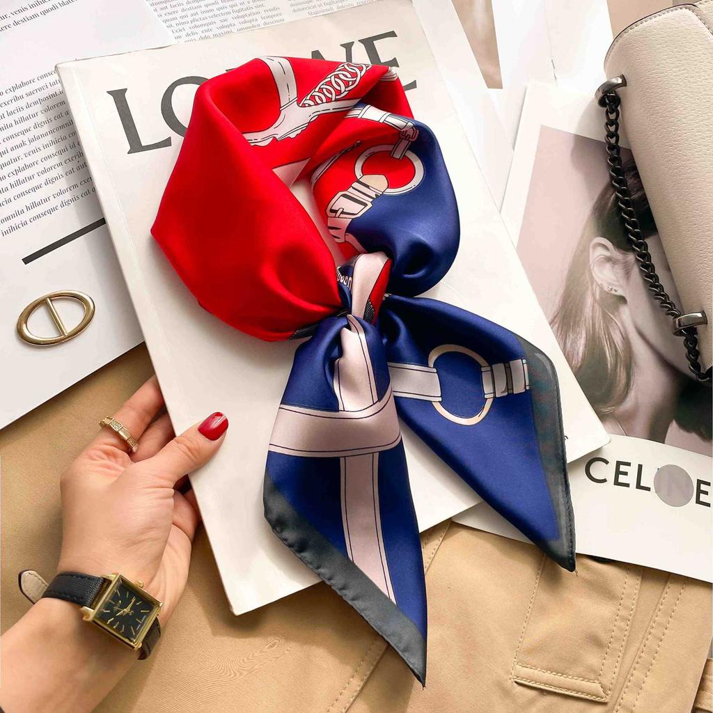 [Complete Works] Black and white simple cashew flower silk scarf premium waist ethnic style waist scarf decorative headscarf scarf workplace