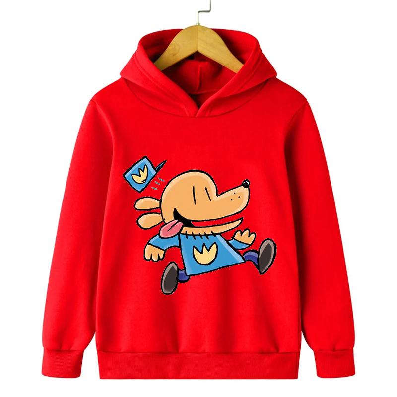 Fall and Winter Children's Comfortable Warm Hoodie Cartoon Fun Dog Man Print Boys Girls Casual Fashion Long Sleeve Top