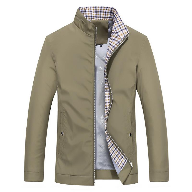 Autumn and Winter New Loose Stand-up Collar Jacket Men's Middle-aged and Elderly Jacket Thin Business Casual Jacket Men's