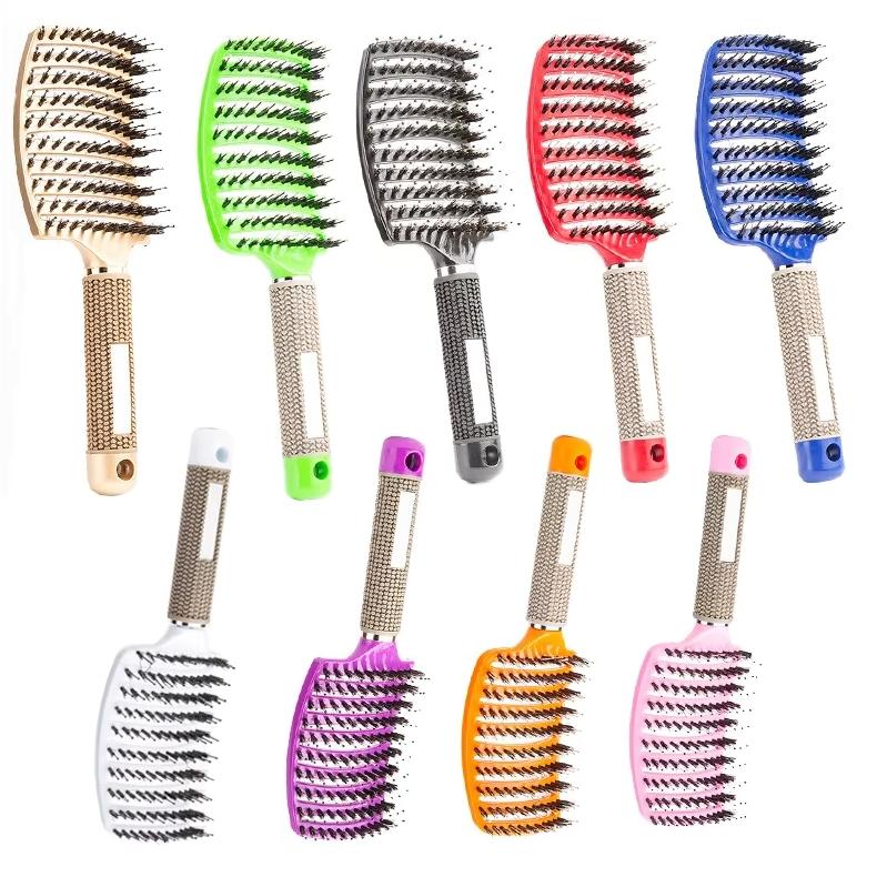Factory Curved Vent Brush Curly Bristle Nylon Brush Wet and Dry Detangling Massage Hair Comb