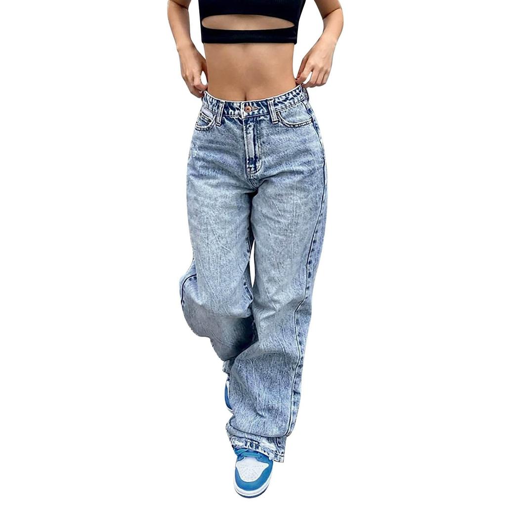 Women's High Waist Slim Straight Loose Casual Pants Wide Leg Pants
