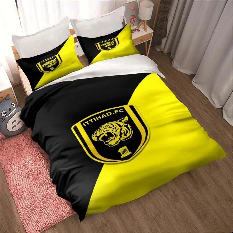 Al-Ittihad Club Jeddah Комплект постельного белья для мальчиков и девочек, двуспальный, пододеяльник, наволочка, детская, взрослая, мода, домашний текстиль, текстиль