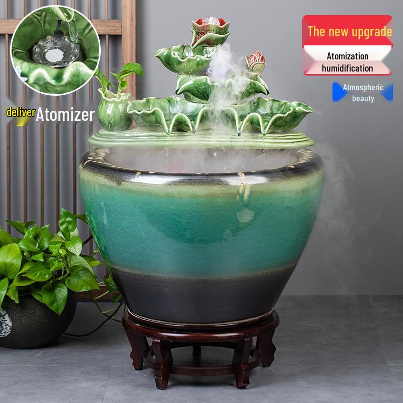 Цзиндэчжэньский аквариум для золотых рыбок: Напольный керамический водный объект для балкона, офиса или гостиной.