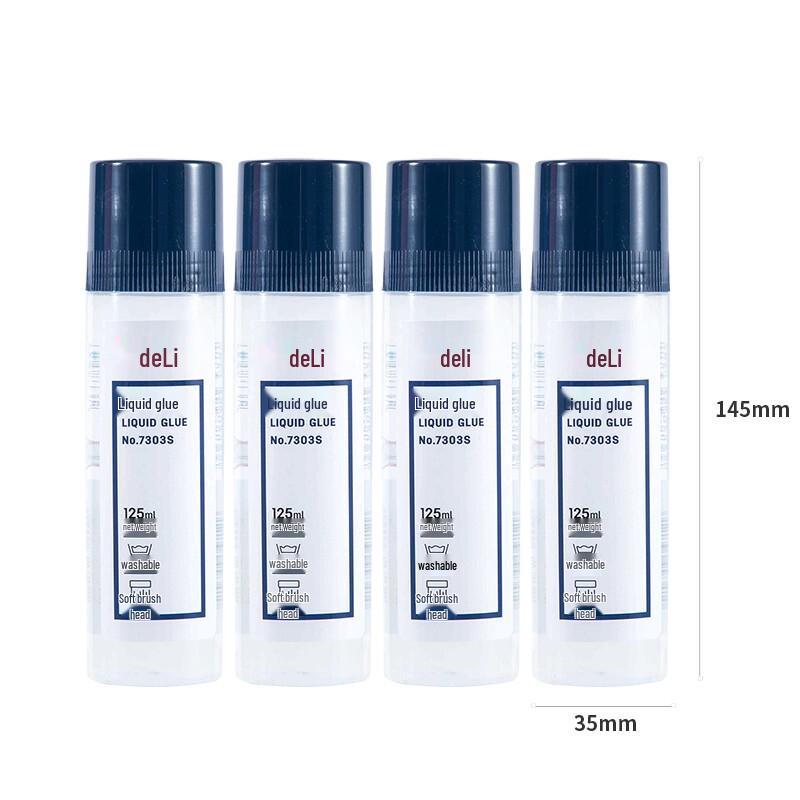 Deli 7303S 125ml Washable Liquid Glue, 4-Pack