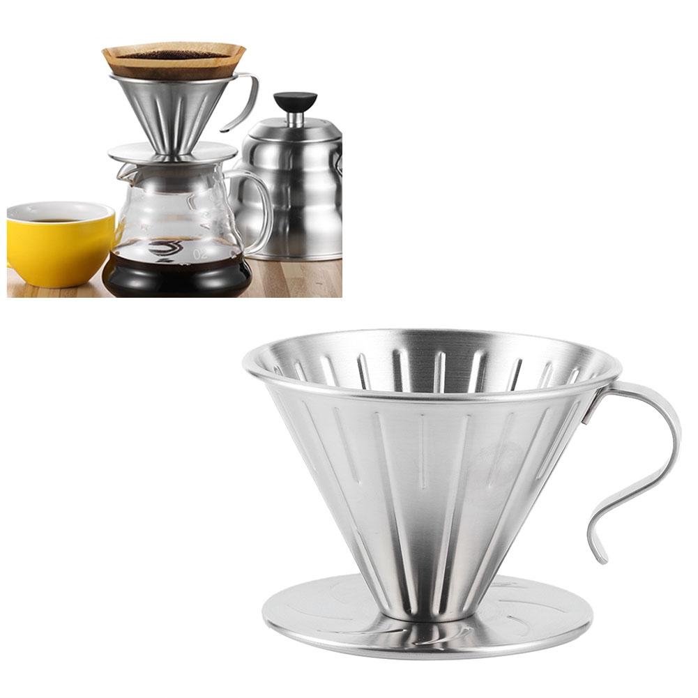 Нержавеющая сталь Pour Over Coffee Dripper Cone Filter Cup Stand Coffee Machine Accessories Home
