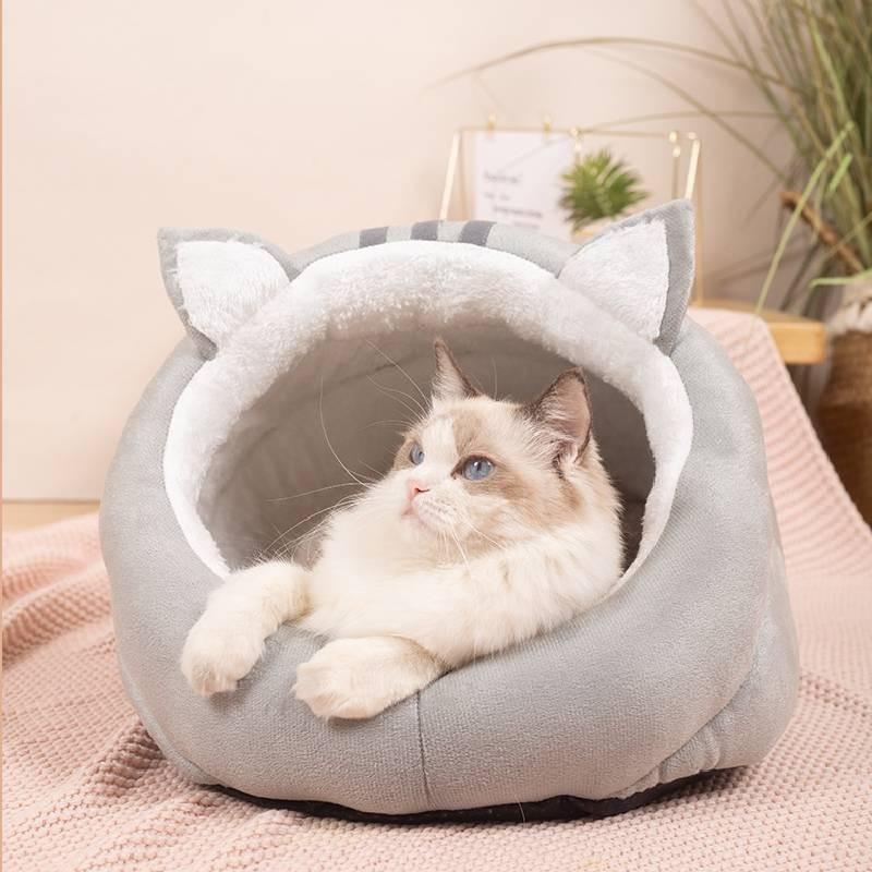 Оптовые тапочки с ушками кошки, гнездо, универсальные для четырех сезонов, полузакрытый домик для кошки, товары для домашних кошек, зимнее теплое гнездо для кошки