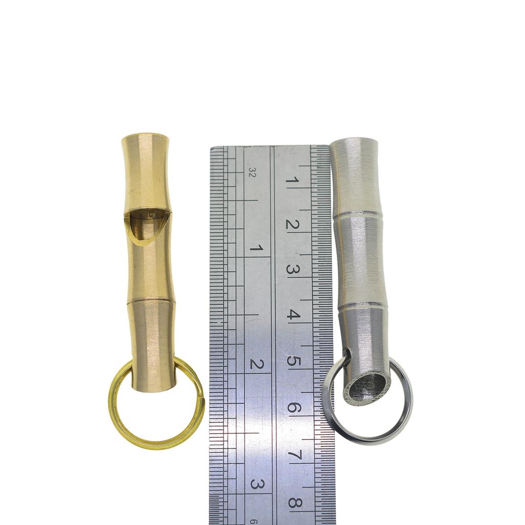 Ручной работы из твердой латуни и нержавеющей стали 304 бамбуковый спасательный свисток брелок для ключей с кольцами 20 мм EDC FOB DIY застежка