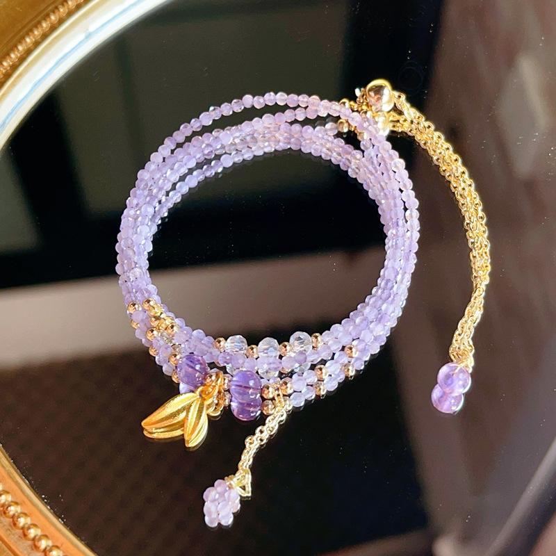 Natural cut amethyst three-circle multi-layer, bracelet bracelet bracelet jewelry