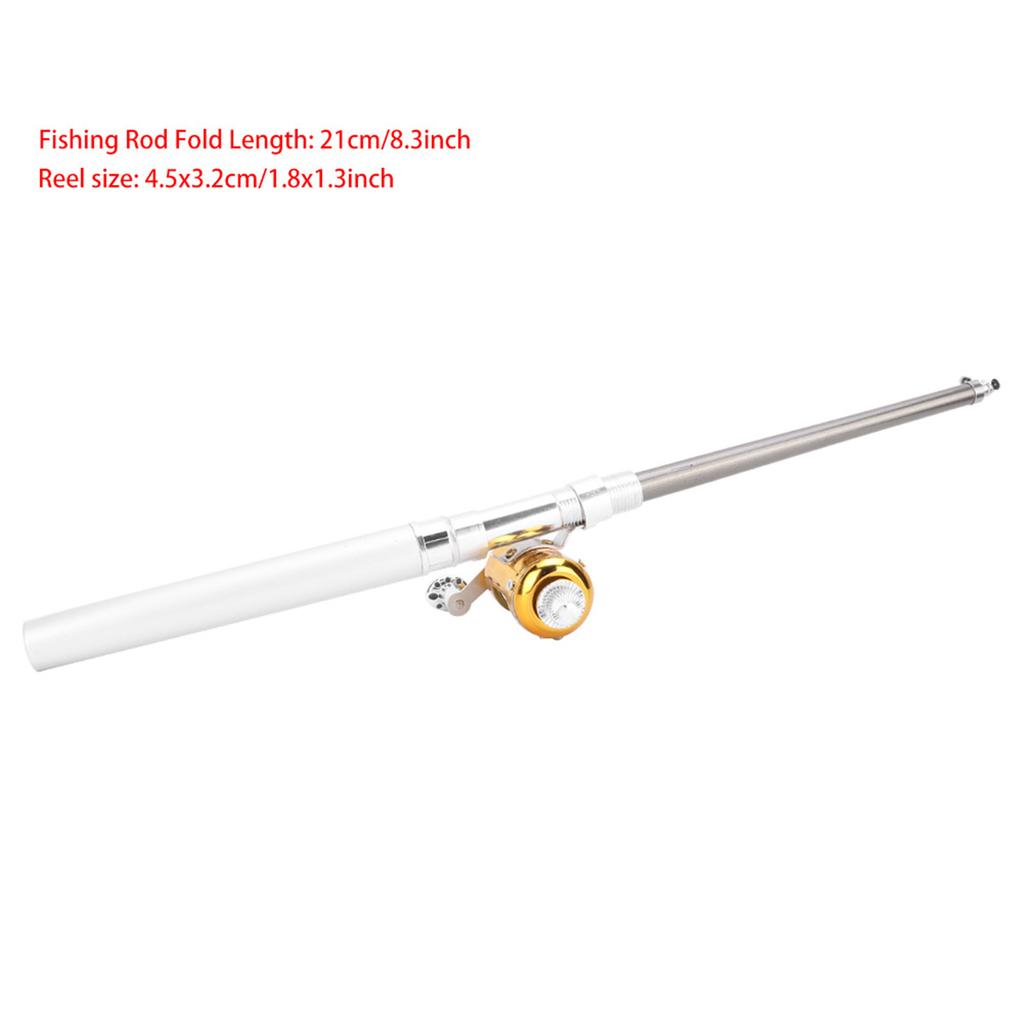 Мини Портативное Телескопическое Удилище Карманного Формата и Рыболовная Катушка(Серебряный)