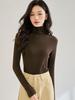 Women's Lightweight Silky High Neck Wool Blend Long Sleeve T-Shirt - Autumn Collection