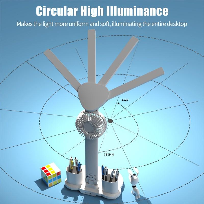 3 в 1 лампа для чтения с защитой глаз и мини-вентилятором, канцелярские принадлежности, отображение температуры/времени/даты, без мерцания, настольная лампа, подарки для студентов