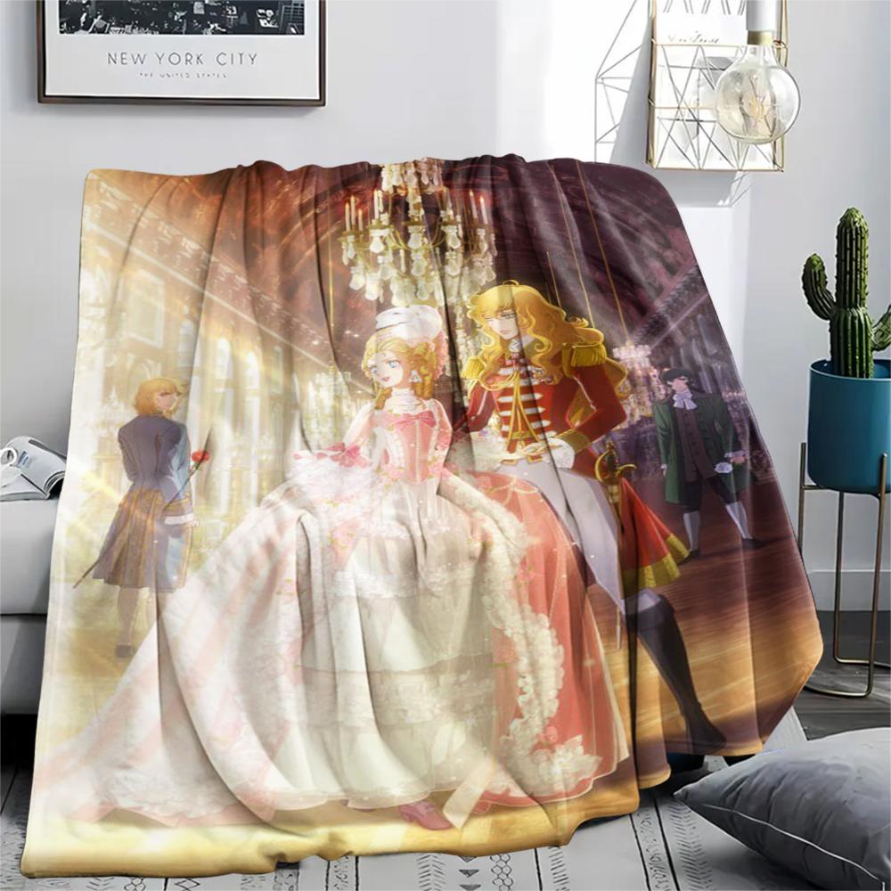 1PC Versailles Rose Print Flannel Blanket, High quality Comfortable for All Seasons, Home Decor, Warmth and Comfort, Perfect for Christmas Gifts238