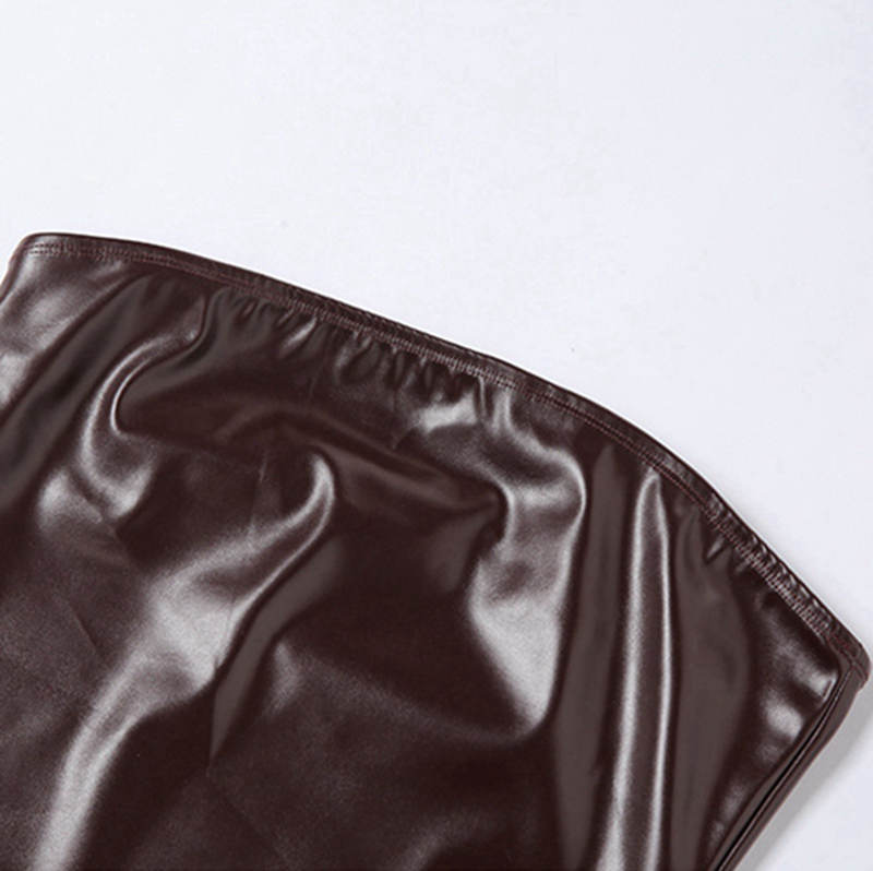 Весенне-летнее сексуальное женское короткое платье из искусственной кожи без бретелек с вырезом в клубе в клубном стиле