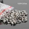 100PCS Hot High Quality Line Tackle Fish Connector Fishing Split Rings Swivel Snap Stainless Steel