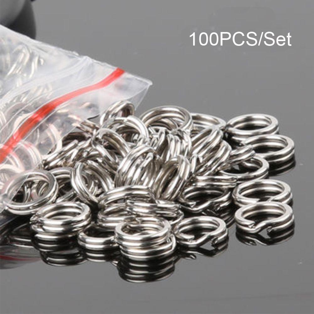 100PCS Lot Durable High Quality Stainless Steel Swivel Snap Fish Connector Fishing Split Rings