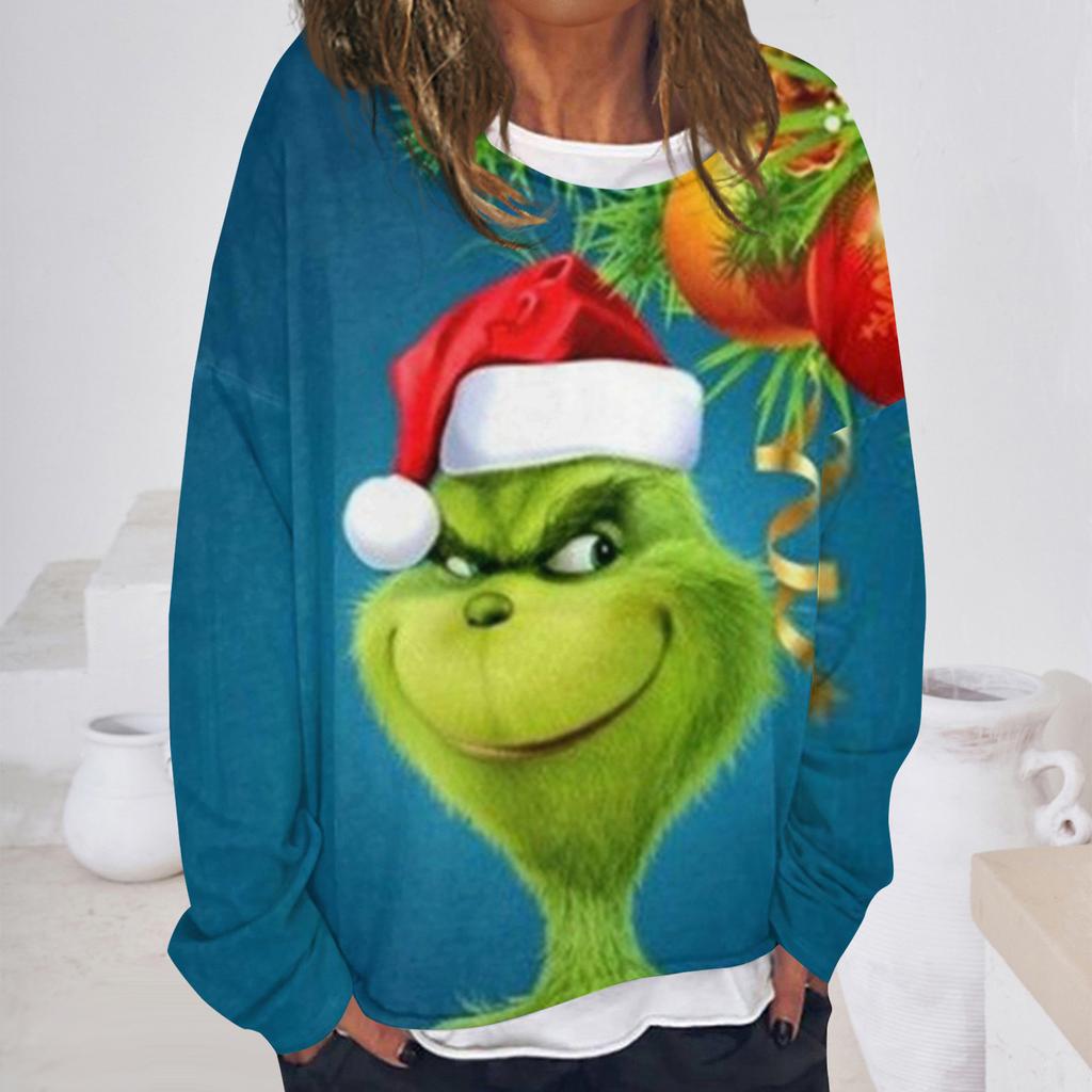 Women's Casual Fashion Vintage Printed Long Sleeve O-Neck Sweatshirt Layer Pullover Top