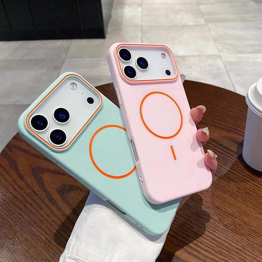 Подходит для Apple 17 Pro Max & iPhone 16E: Матовый тонкий противоударный чехол с магнитным кольцом и текстурой, приятной на ощупь.