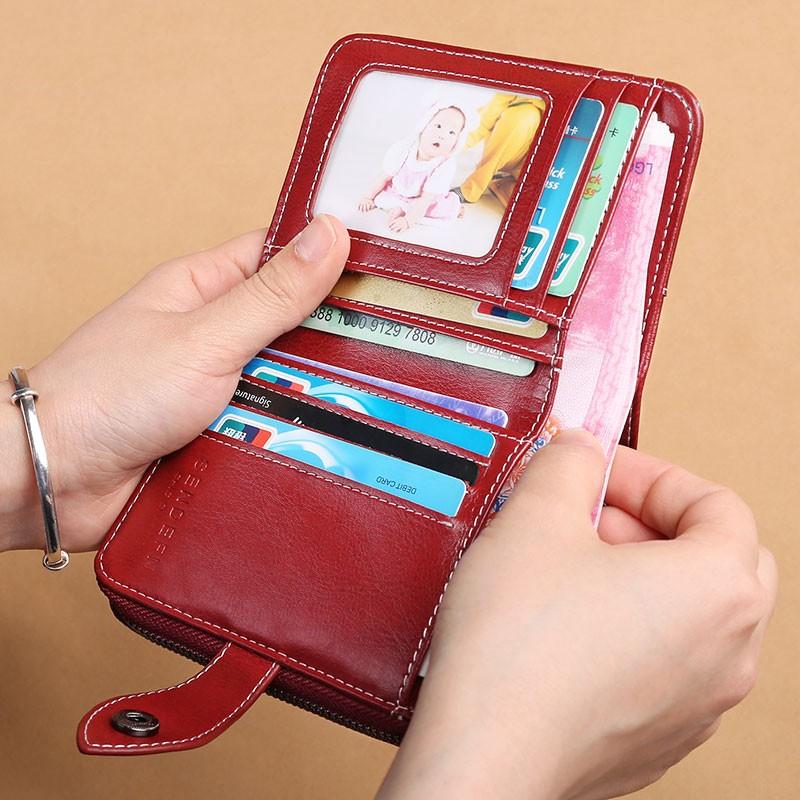 Aliwood Women's Wallet Oil Wax Leather High Quality Hasp Zipper Purse Clutch Coin Card Holders Wallet
