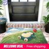 Cute Snorlax Lying On Grass With Red Balloon Soft Non-Slip Absorbent Home Indoor Bedroom Entryway Bathroom Doormat Floor Rug
