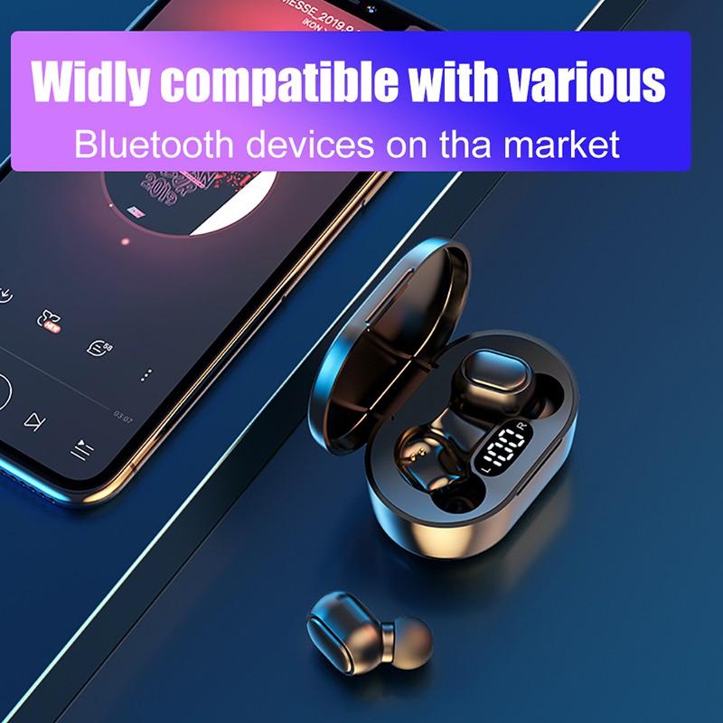 Новейшие беспроводные наушники E7S TWS с цифровым дисплеем HiFi Stereo Music Mini Headset Stereo Music IPX4 Waterproof Sport Earbuds Low Latency