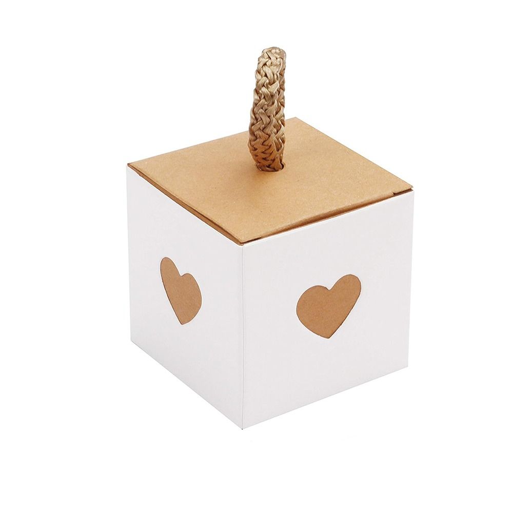 10pcs White & Brown Heart Chocolate Candy Boxes Mini Gift Packaging Boxes  Baby Shower