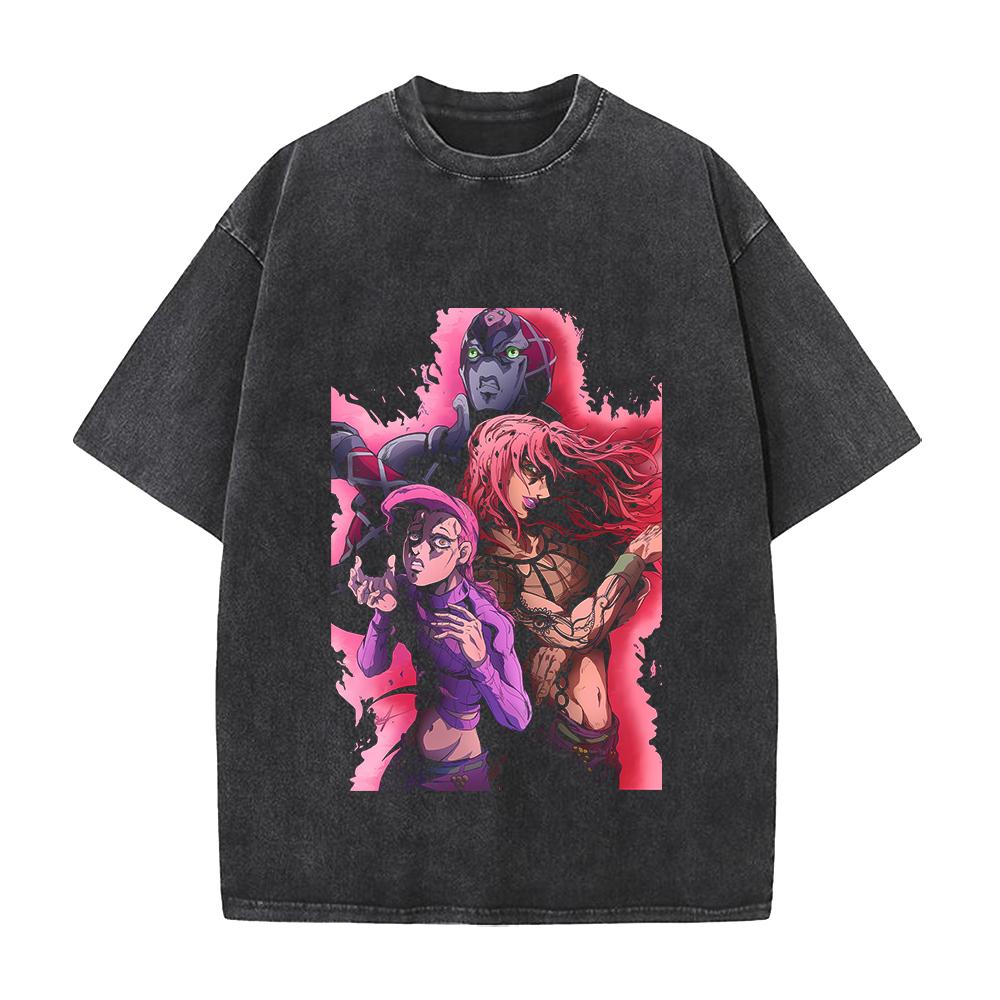 Горячая Аниме JoJo's Bizarre Adventure Диаволо Графическая Футболка Мужская Женская Одежда Стиранный Хлопок Футболка Повседневная Футболка Харадзюку Футболка