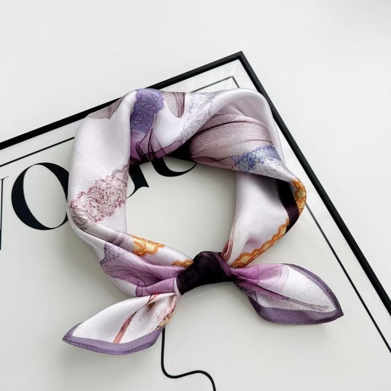 100% Pure Silk Square Scarf 53x53cm Lightweight Floral Print Womens Fashion Accessory Office