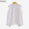 ZANZEA Women Casual Round Neck Sleeveless Buttoned Irregular Hem Loose Tanks