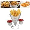 Sliver Fries Display Stand with Sauce Cup Fries Baskets French Fry Cone Holder  Serving Snacks