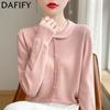Women's Fashion Casual Fall Winter Solid Color Print Long Sleeve POLO Neck Sweaters
