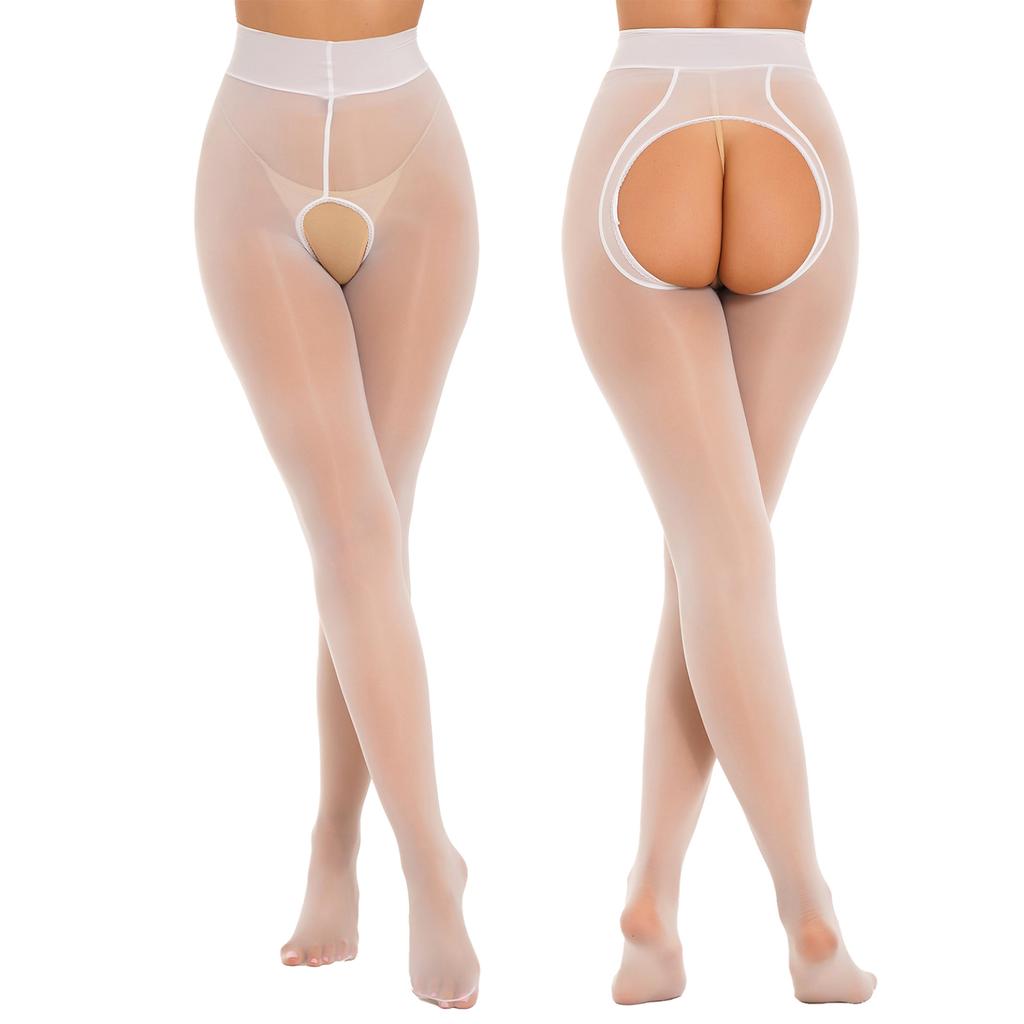 Женские прозрачные колготки с высокой талией, глянцевые колготки, ультратонкие трусики, чулки