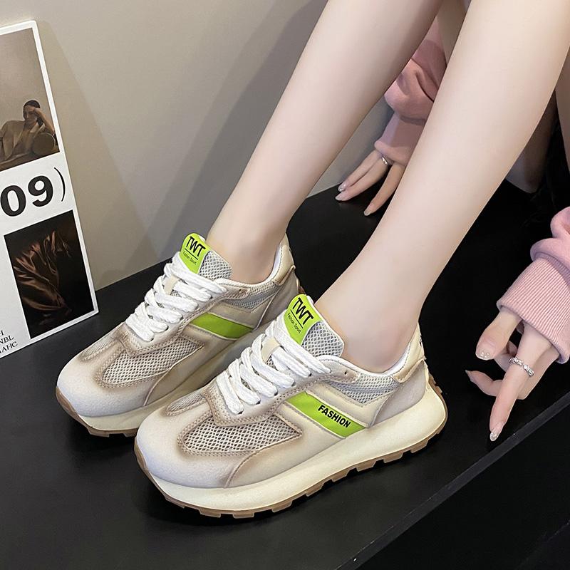 Мода 2024 Весна и Осень Женская Дышащая и Удобная Спортивная Обувь Повседневная Спортивная Обувь На Толстой Подошве