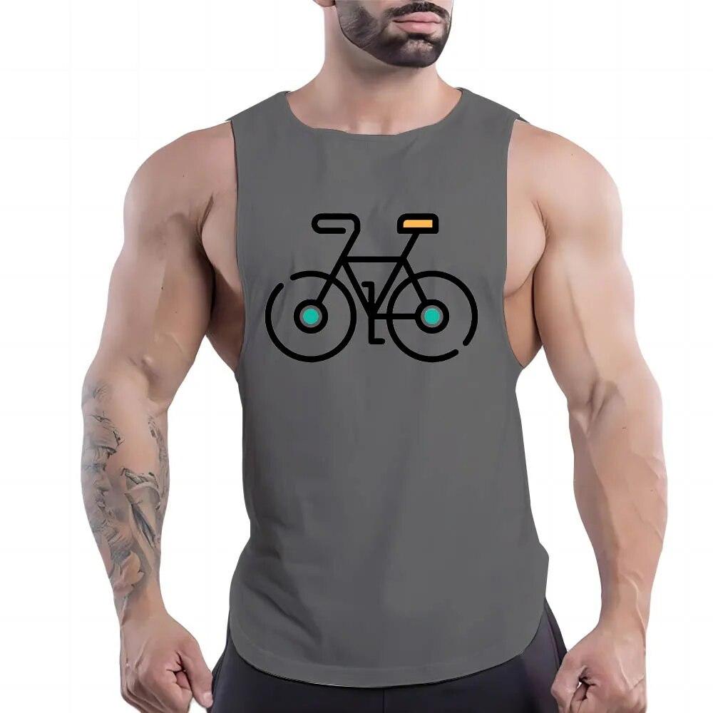 Summer Adult Men'S Outdoor Fitness Casual Sports Crew-Neck Vest Creative Bike 2d Print Breathable Quick-Drying Sleeveless Shirt