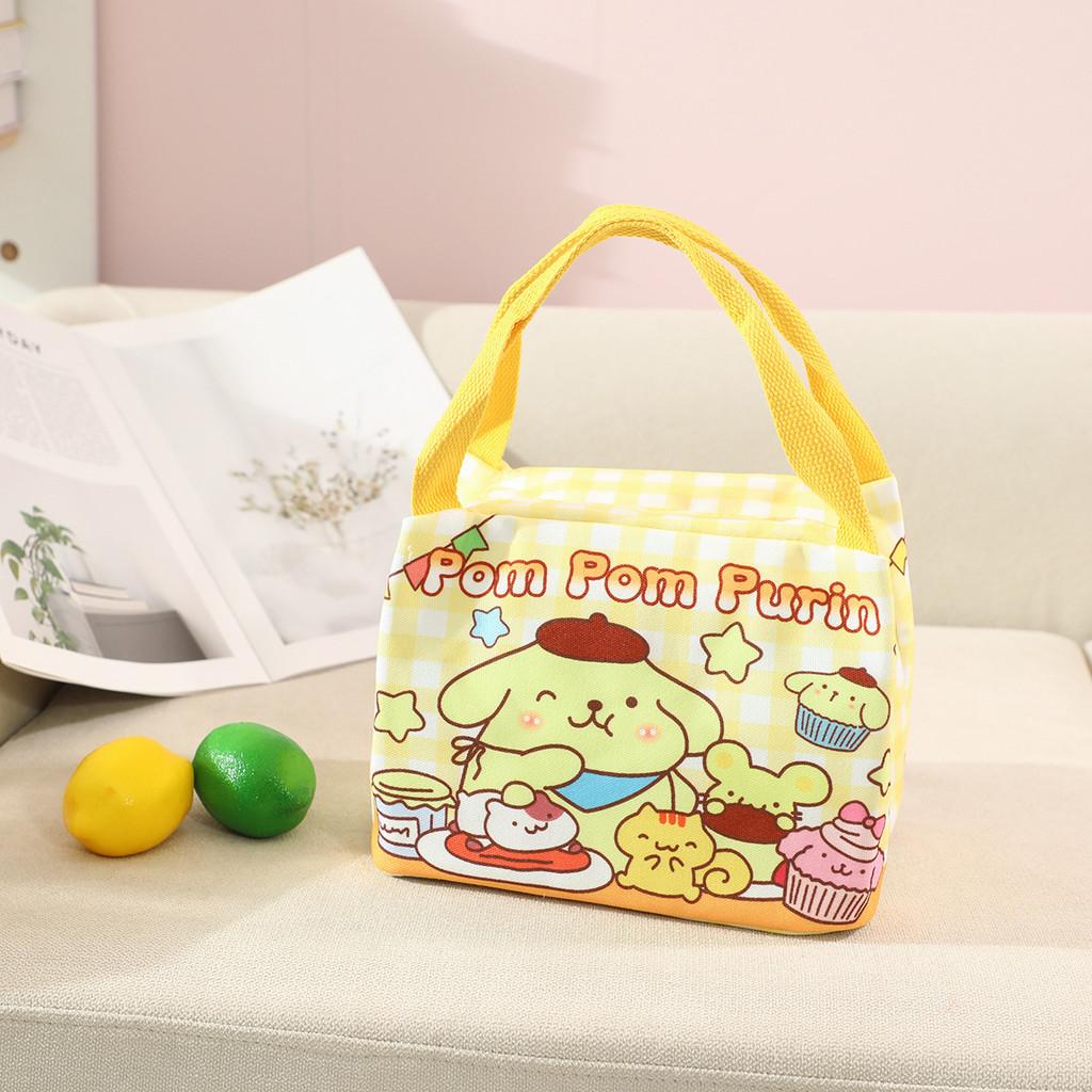 Kids Cartoon Kuromi Melody Print Lunch Bag Insulated Canvas For School And Daily Use