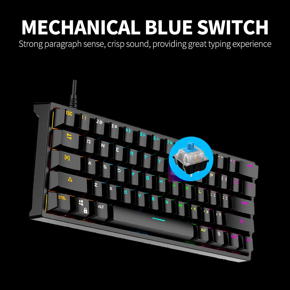 BAJEAL G101, 61 клавиша, проводная механическая клавиатура, клавиатура с RGB-подсветкой, ПБТ, двухцветная инъекционная клавиатура