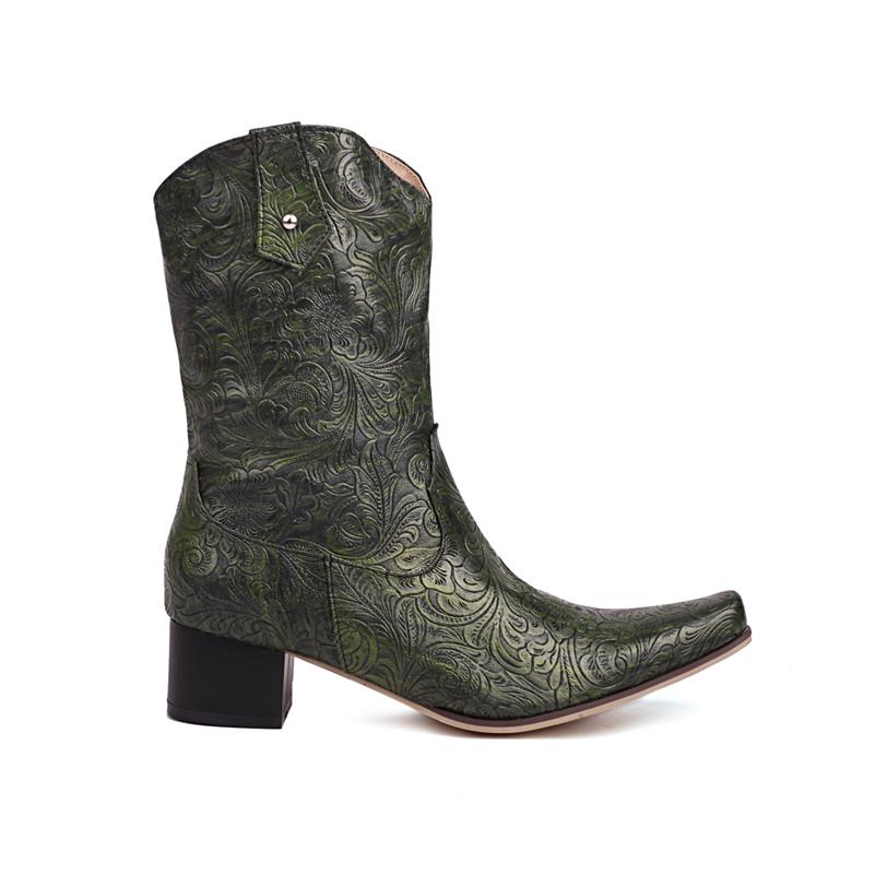 Женские ботильоны с квадратным носком, толстые средние каблуки на молнии, короткие ботинки в стиле вестерн, женская модная обувь, осень-зима, армейский зеленый цвет 46