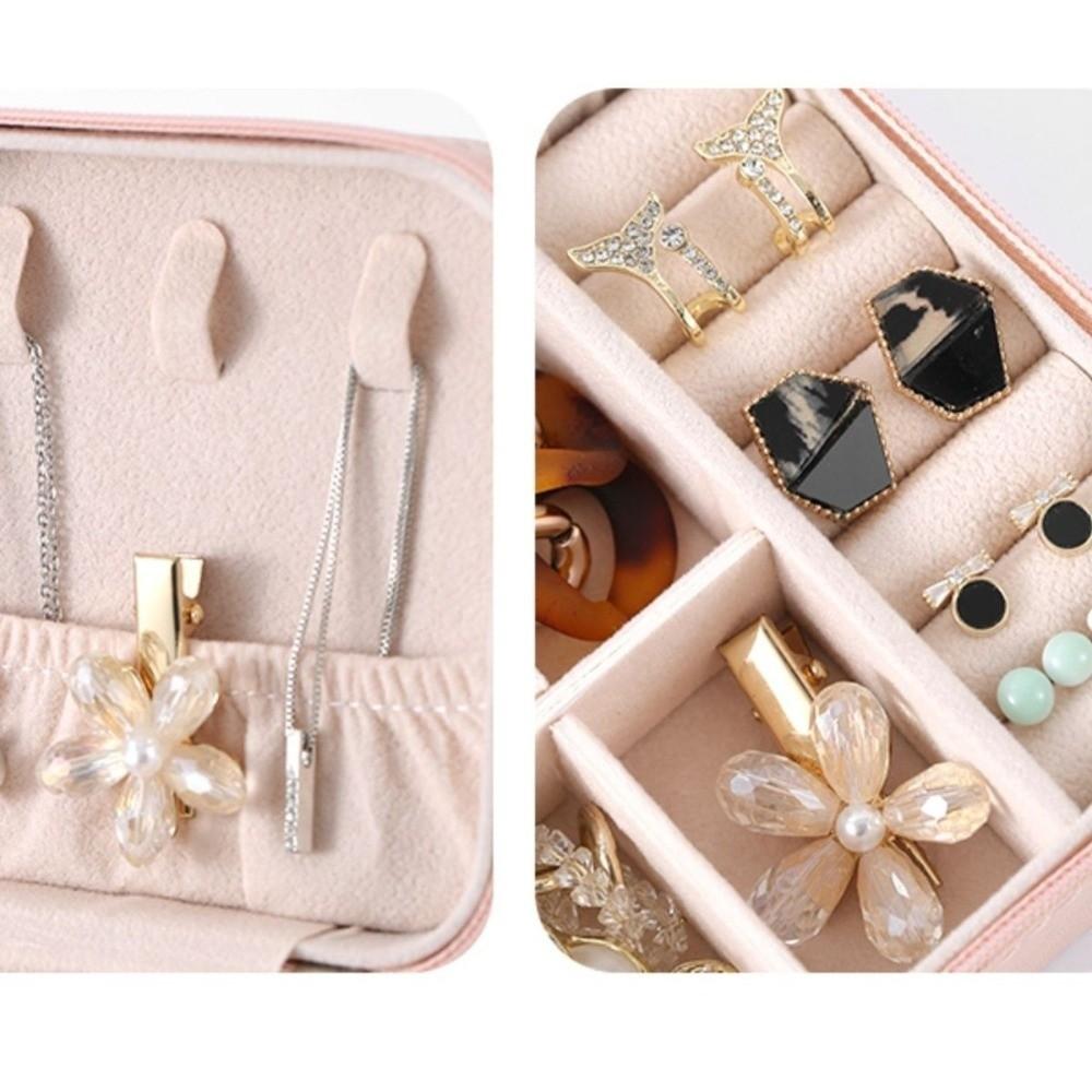 Zipper Closure Mini Jewelry Storage Compact Design Jewelry Organizer Jewelers Case