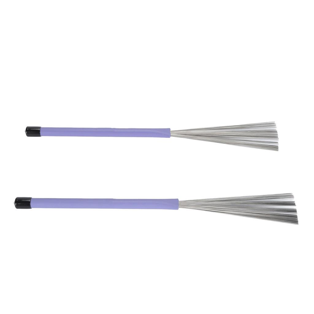 2 Pcs Drum Brush Retractable Steel Wire Rubber Handle Jazz Drum Brushes for Performance Purple