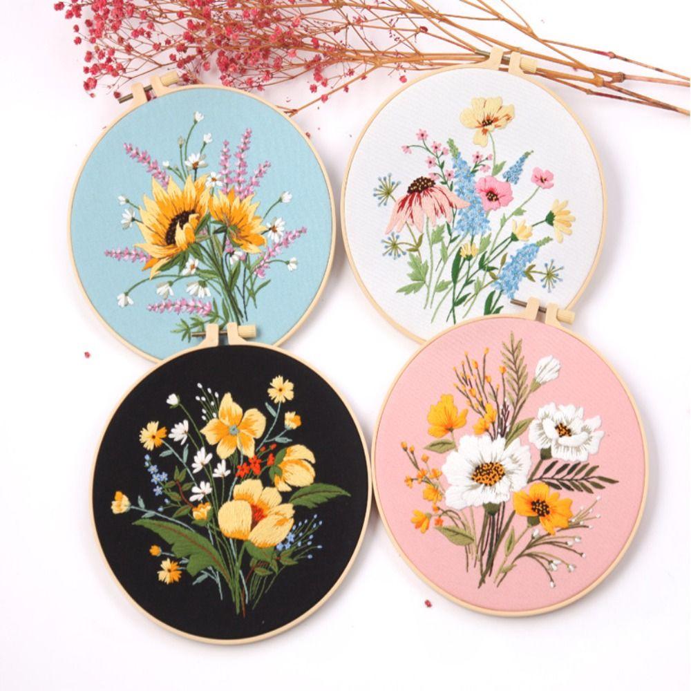 Crafts Ornament Sewing Accessories Embroidery Hoop Flower Embroidery Needle Punch Cross Stitch Kit