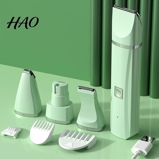 Pet Hair Clipper 1 Set Cat Trimmer Quiet Cordless Handheld Dog Shaver USB Charging Electric 4-in-1 Grooming Kit with 4 Blade for Long Pets Nail