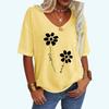 Women Fashion Loose Tee Shirt Casual V Neck Summer Top Feather Print Short Sleeve T-shirt