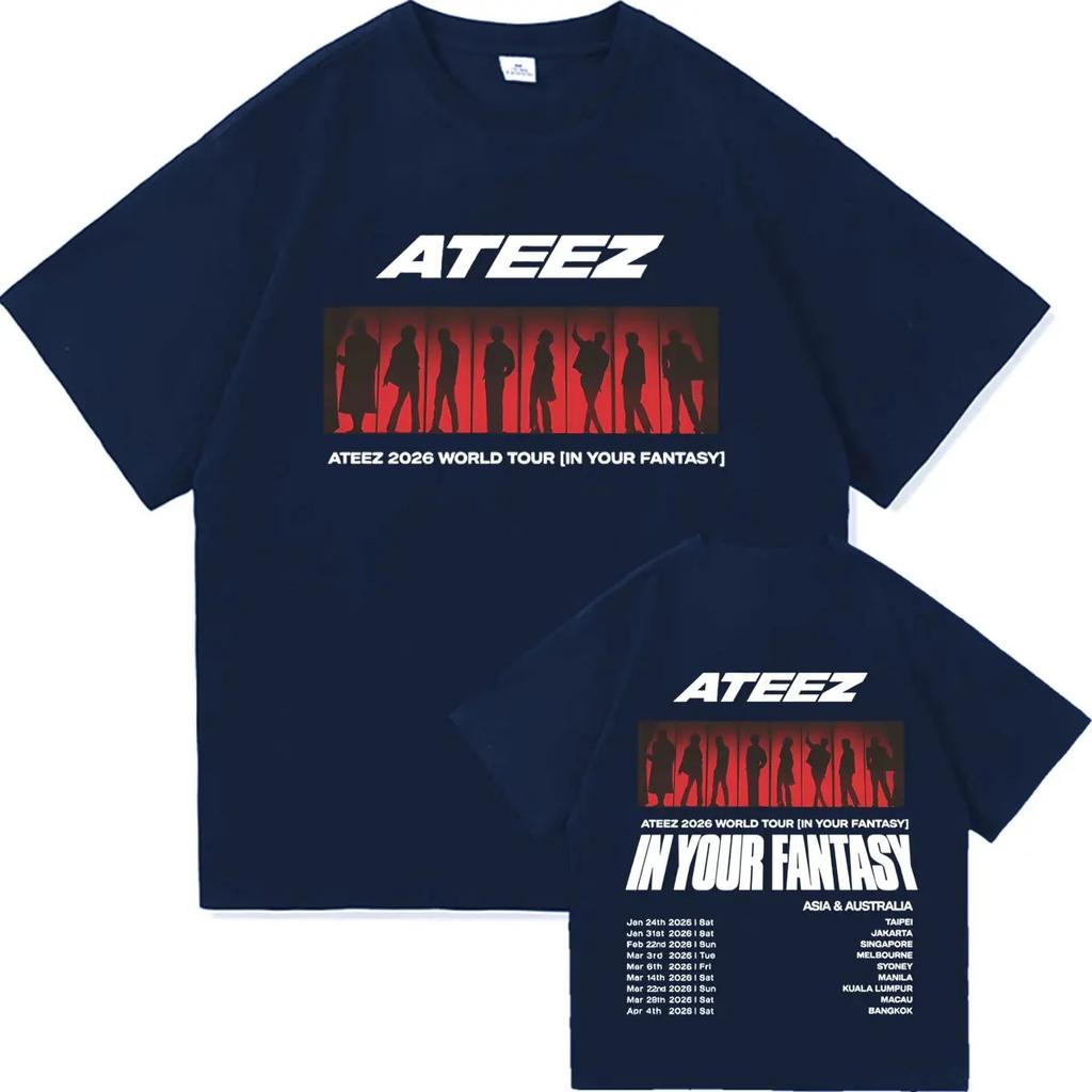 Ateez Мировой Тур 2026 in Your Fantasy Футболки в стиле 90-х Мужские Женские Y2K Оверсайз Высокое Качество Повседневная Футболка с Коротким Рукавом Свободная Одежда